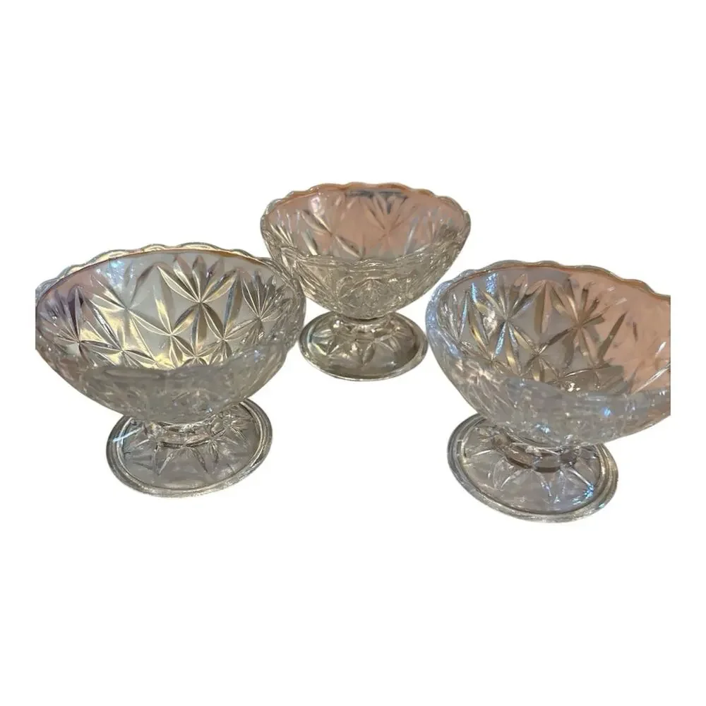 Vintage Anchor Hocking EAPG Set of 3 Sherbet, Ice Cream, Dessert Cups